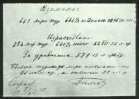 Сметка от Гоце Делчев за получени и изразходвани суми.